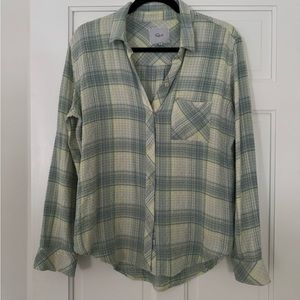 Rails Plaid Brady Top in Sage & Lemon